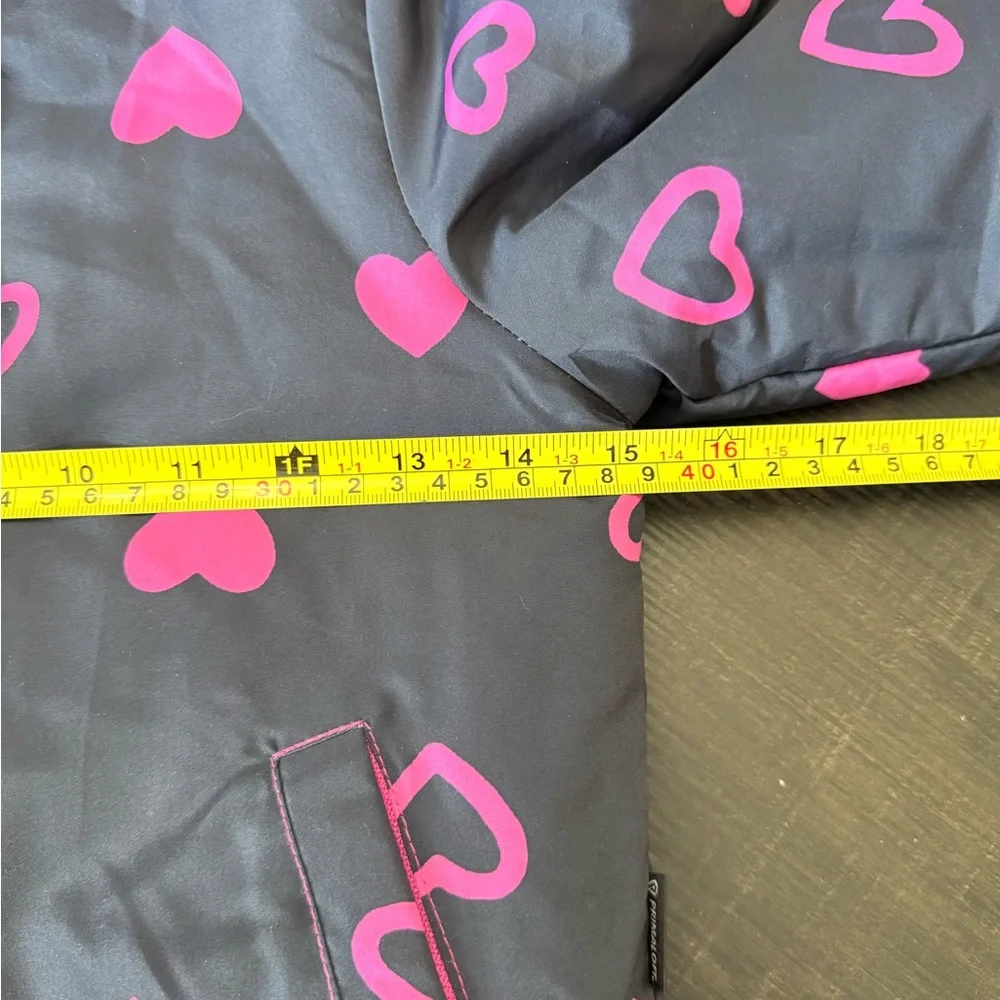 Joe Fresh Girls Puffer Jacket Navy Pink Hearts Size 4